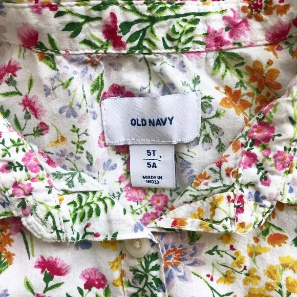 Old Navy floral print peplum button blouse EUC 5T - Picture 3 of 4
